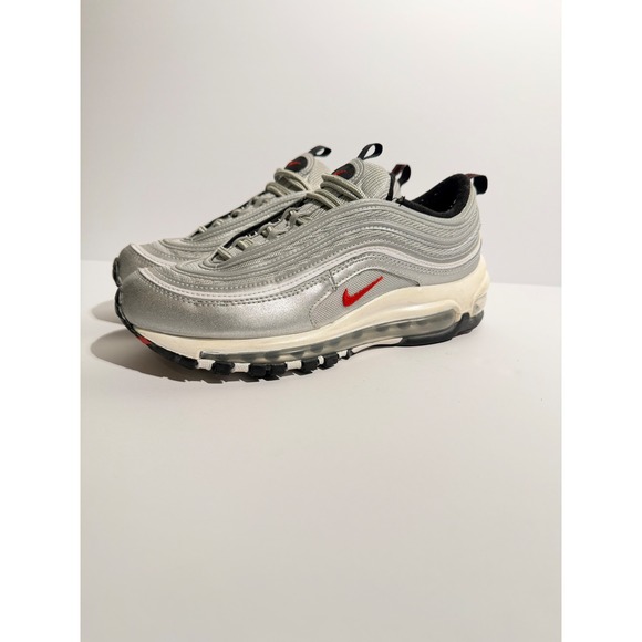 Nike Shoes - Nike Air Max 97 Silver Bullet Womens Size 7 Metallic Silver Red DQ9131-002